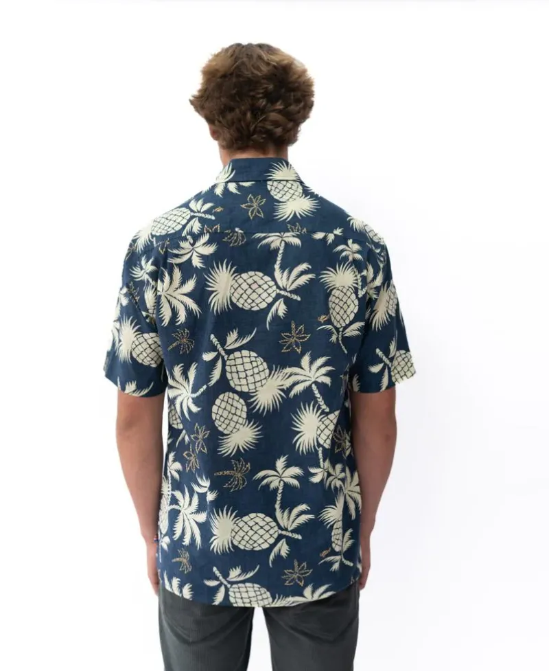 Golden Breed Hawaiian Shirts|Shirts-Pine-Palm Shirt | Vintage Navy