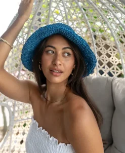 Golden Breed Bucket Hats-Raffia Bucket Hat with Brim |