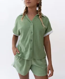Women Golden Breed Shirts-Retro Eka Shirt | Moss