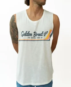 Golden Breed Muscle Tank-Retro Muscle Tank | Off White