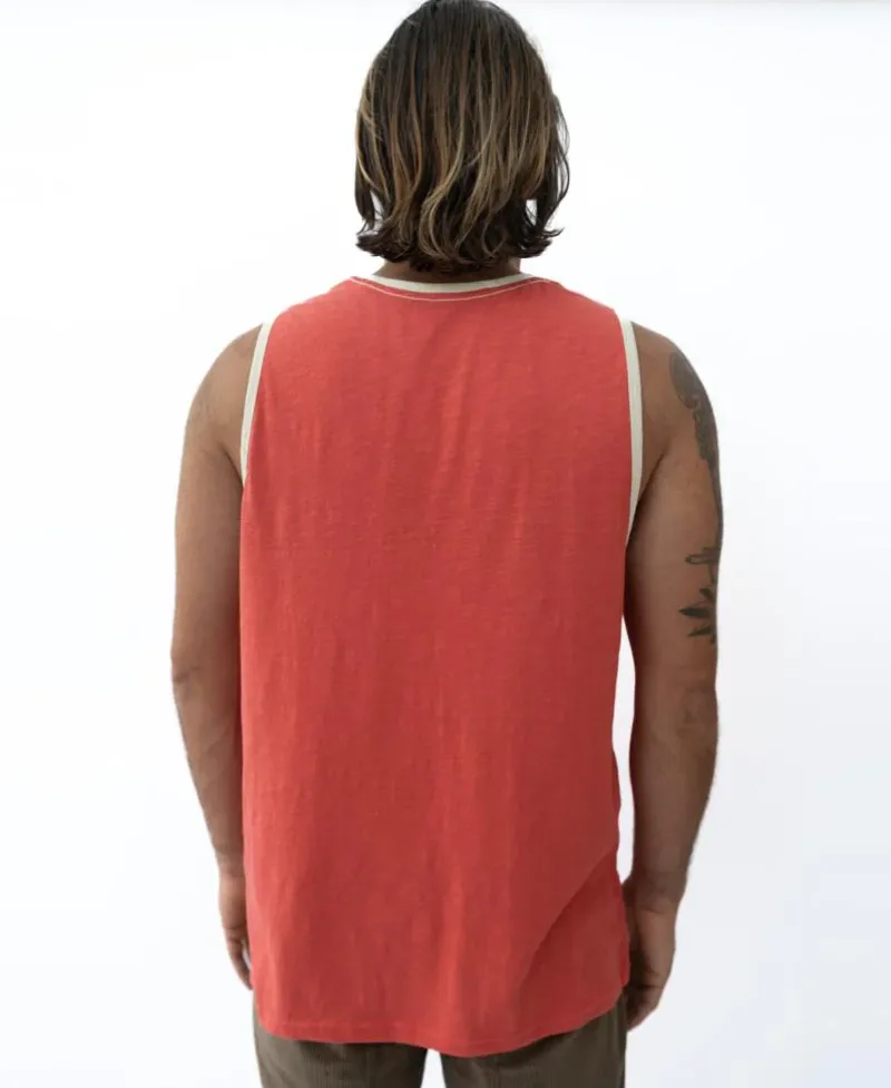 Golden Breed Muscle Tank-Retro Ringer Muscle Top | Wash Red