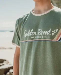 Golden Breed Tees-Retro Ringer Tee | Leaf Green
