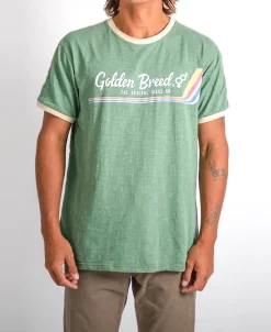 Golden Breed Tees-Retro Ringer Tee | Leaf Green