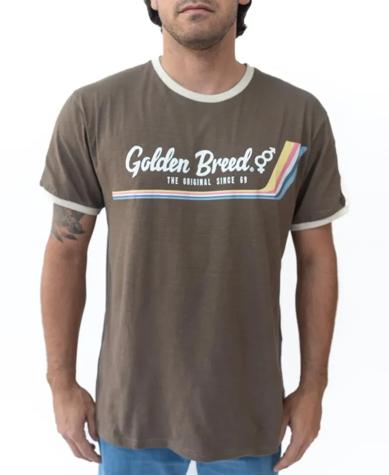Golden Breed Tees-Retro Ringer Tee | Wash Brown