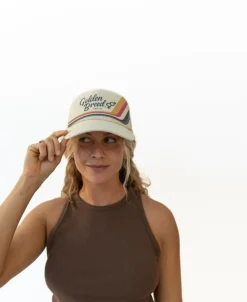 Golden Breed Hats & Caps|Hats & Caps-Retro Trucker Cap | Off White