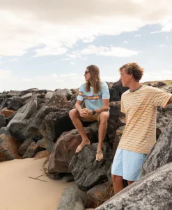 Golden Breed Tees-Rincon Stripe Tee | Wash Orange