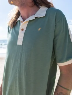 Golden Breed Tees|Polo Tops-Ringer Polo | Leaf Green