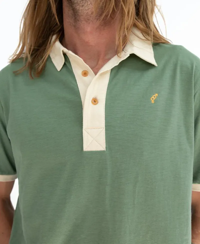 Golden Breed Tees|Polo Tops-Ringer Polo | Leaf Green