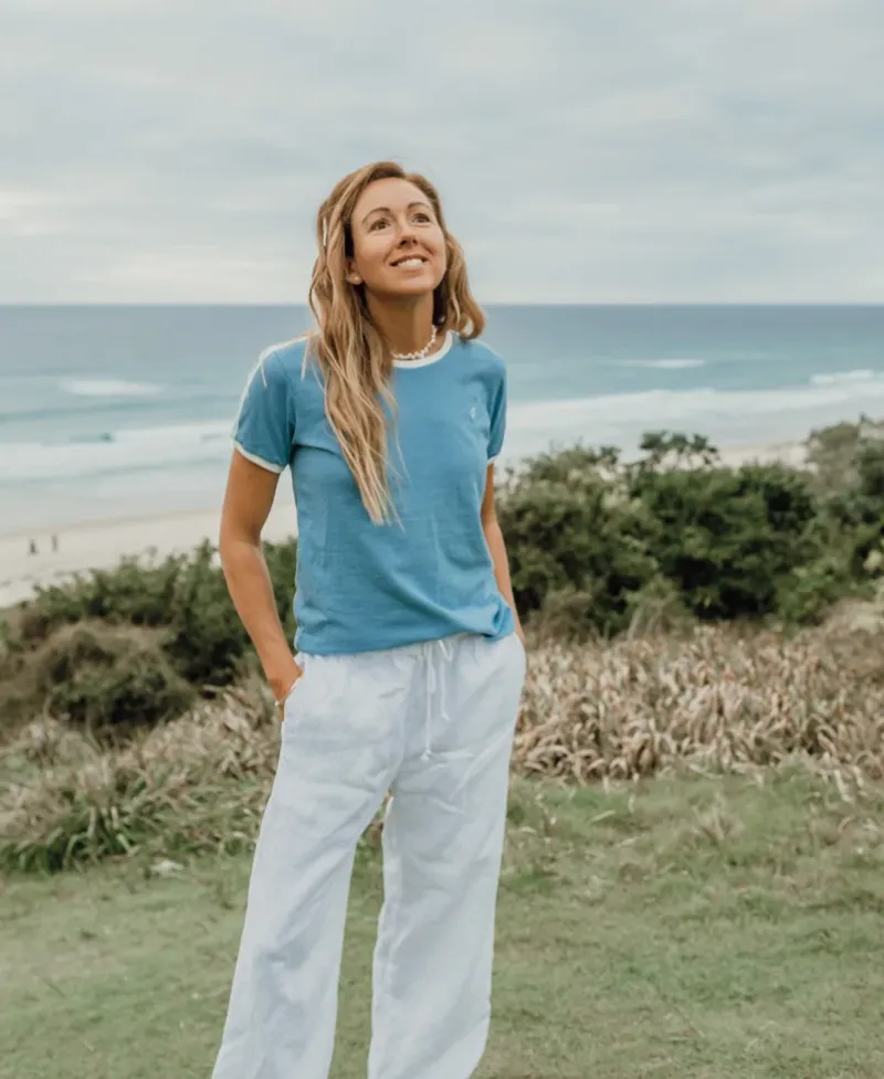 Women Golden Breed Tees-Ringer Tee | Azure