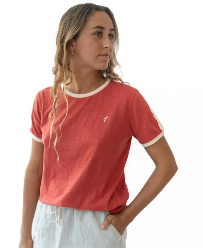Women Golden Breed Tees-Ringer Tee | Wash Red