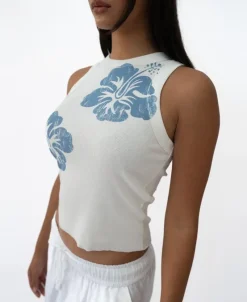 Women Golden Breed Tanks-Rosa Hibiscus Tank | Azure