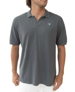 Golden Breed Polo Tops-Rover Pique Polo | Wash Black