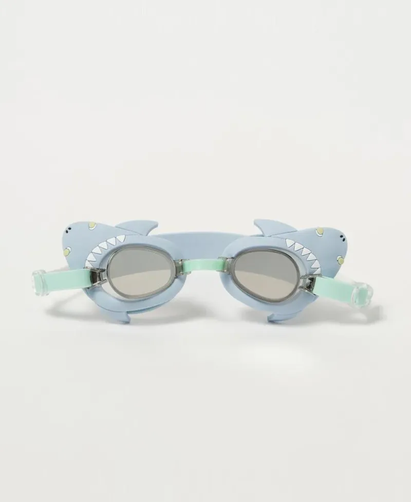 Golden Breed Sunny Life-Salty the Shark Mini Swim Goggles | Aqua