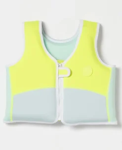 Golden Breed Sunny Life-Salty the Shark Swim Vest 3-6 | Aqua Neon Yellow
