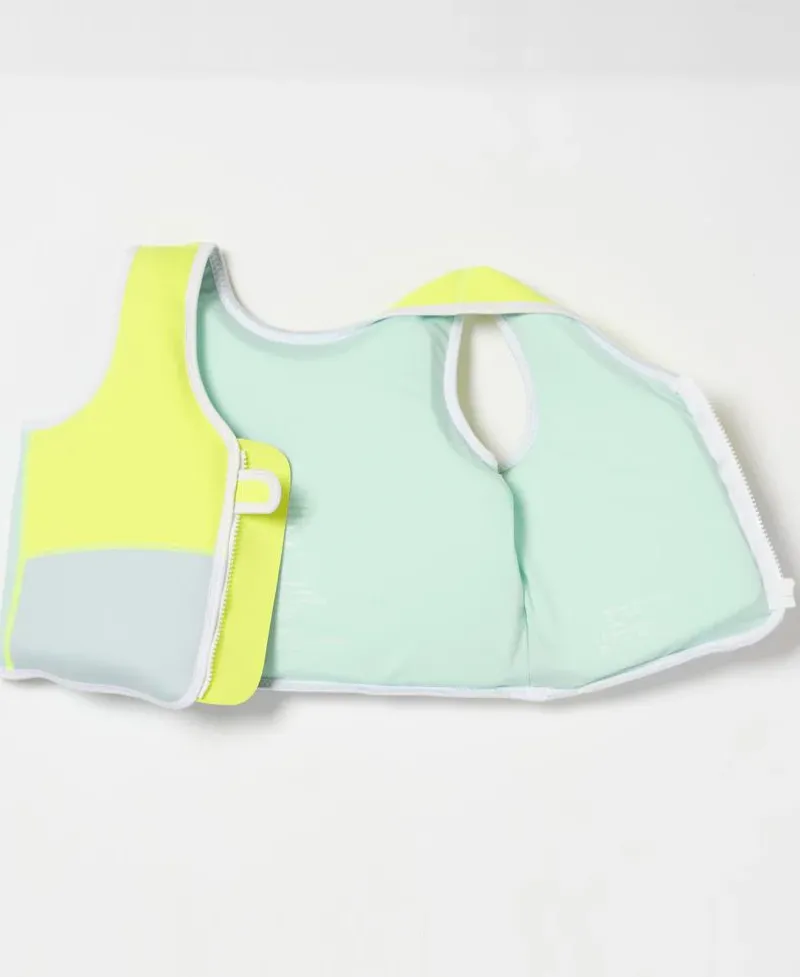 Golden Breed Sunny Life-Salty the Shark Swim Vest 3-6 | Aqua Neon Yellow