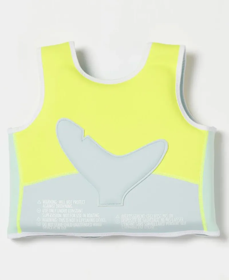 Golden Breed Sunny Life-Salty the Shark Swim Vest 3-6 | Aqua Neon Yellow
