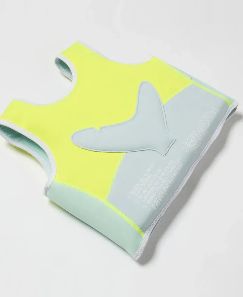 Golden Breed Sunny Life-Salty the Shark Swim Vest 3-6 | Aqua Neon Yellow