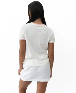 Women Golden Breed Tees-Stay Golden Ringer | Off White/Coral