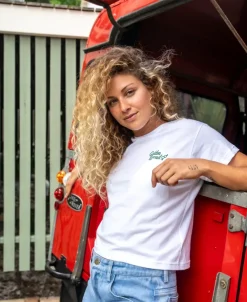 Women Golden Breed Tees-Surf Hibiscus Tee |