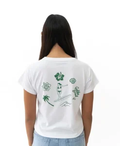 Women Golden Breed Tees-Surf Hibiscus Tee |