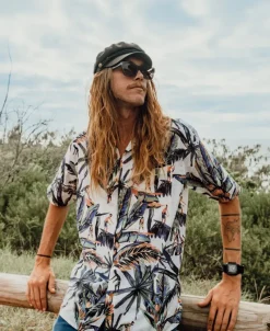 Golden Breed Hawaiian Shirts|Shirts-Surfer Palm Shirt | Off White