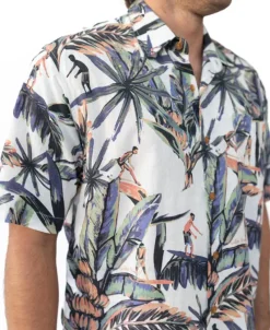 Golden Breed Hawaiian Shirts|Shirts-Surfer Palm Shirt | Off White