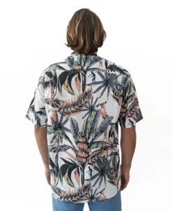 Golden Breed Hawaiian Shirts|Shirts-Surfer Palm Shirt | Off White