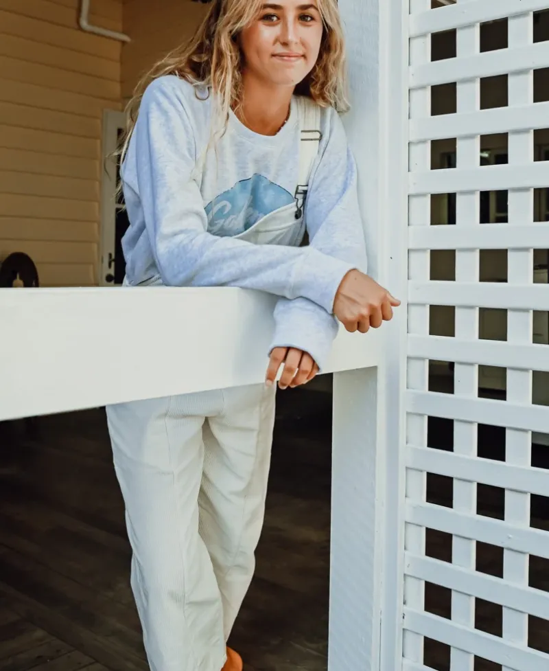 Women Golden Breed Hoodies & Sweats-Vintage Sweat | White Misty