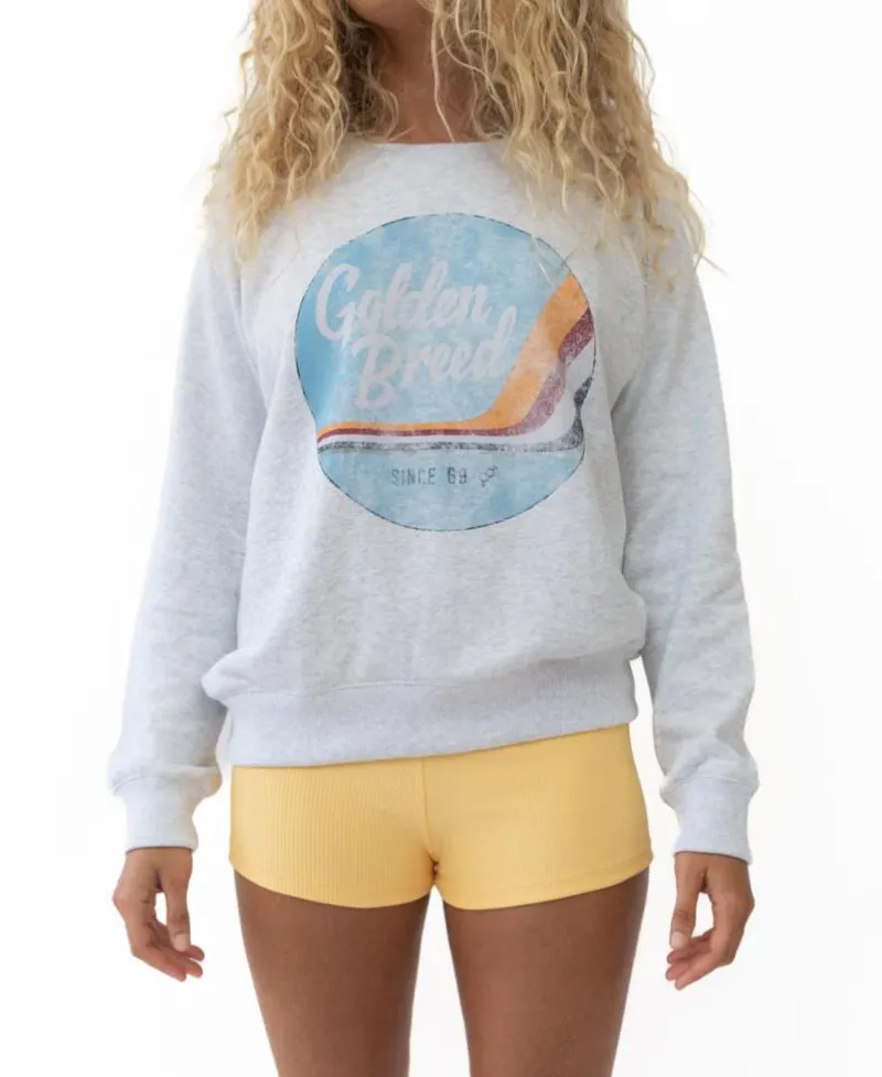 Women Golden Breed Hoodies & Sweats-Vintage Sweat | White Misty