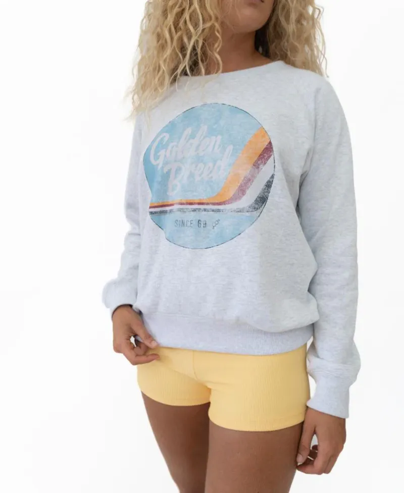 Women Golden Breed Hoodies & Sweats-Vintage Sweat | White Misty