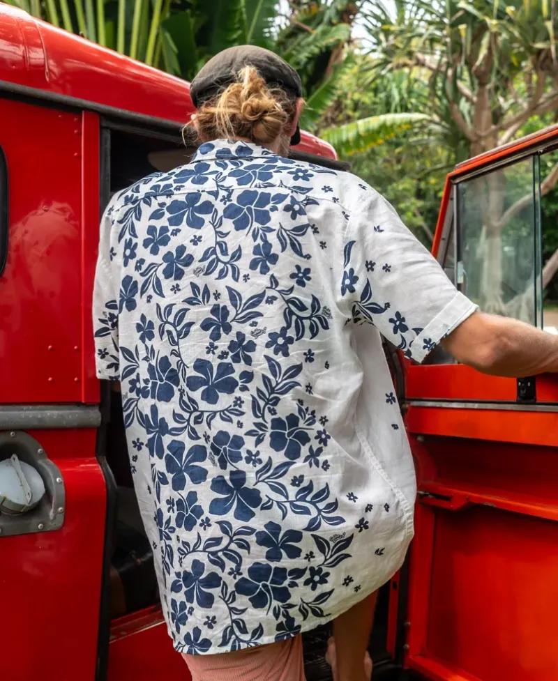 Golden Breed Hawaiian Shirts|Shirts-Vomo Floral Shirt | Off White