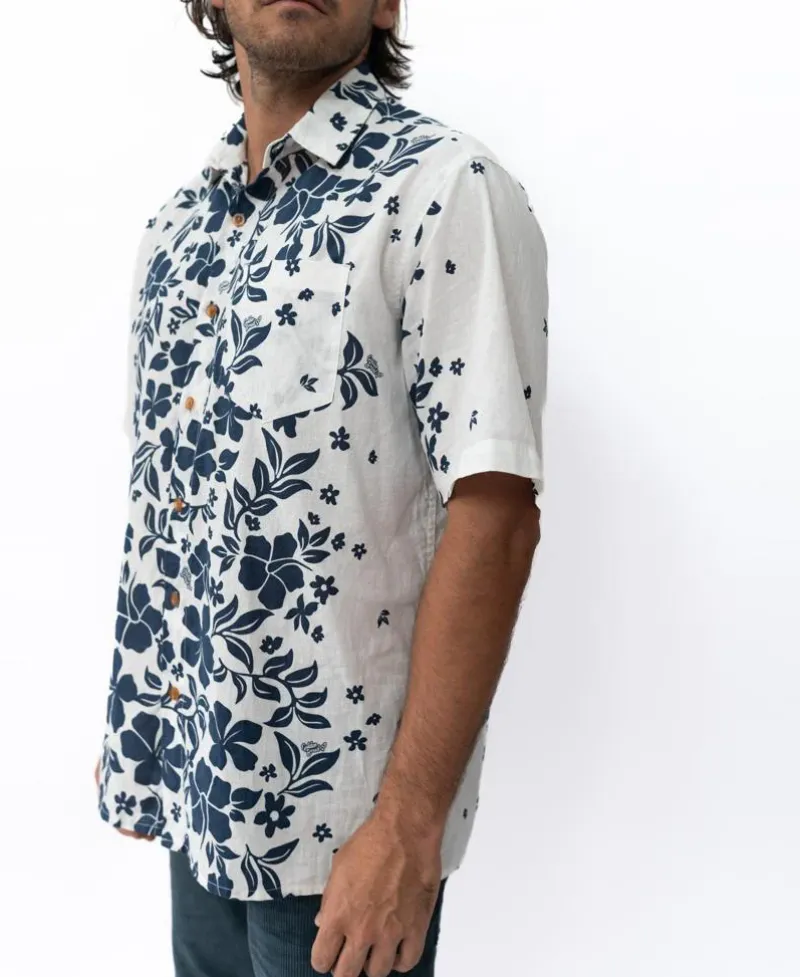 Golden Breed Hawaiian Shirts|Shirts-Vomo Floral Shirt | Off White